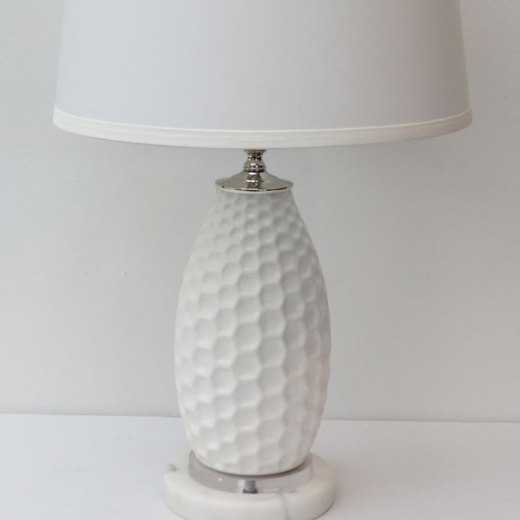 Retro Modern Ceramic Lucite and White Marble Table Lamp